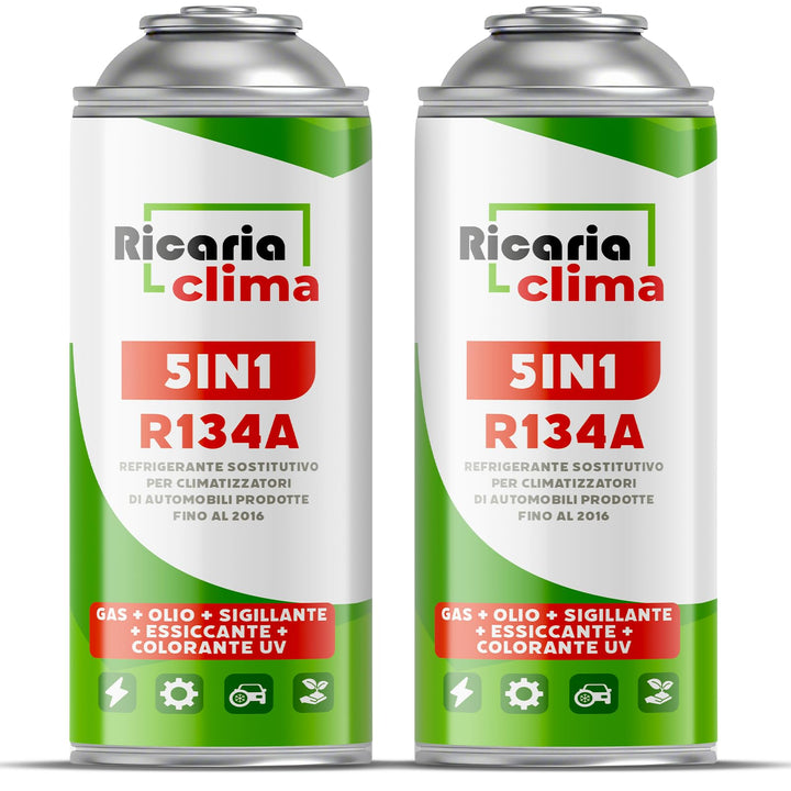 5in1 - Kältemittel R134a x 2, 235 g für Auto Klimaanlage mit Öl, Dichtungsmittel, UV-Farbstoff, Troc