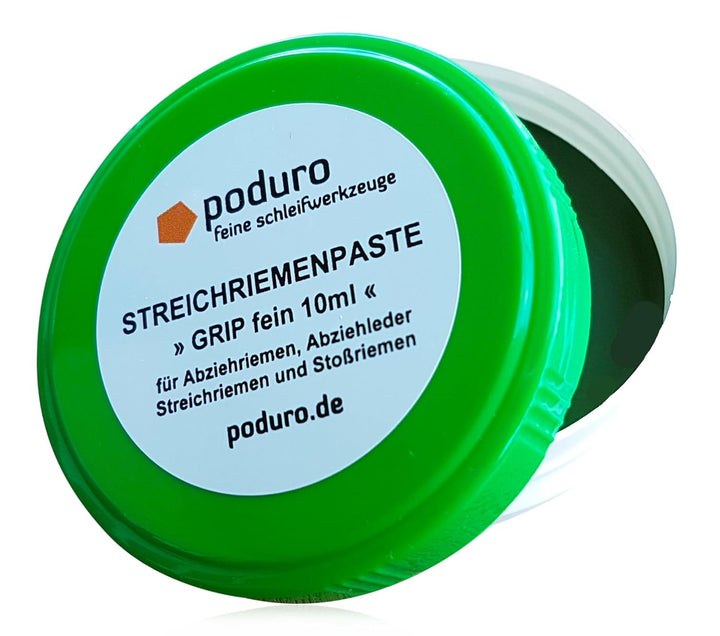 PODURO Streichriemen und Pasten-Set Kombi « Abziehleder auf Holz und Chromoxid Schleifpaste zum Mess