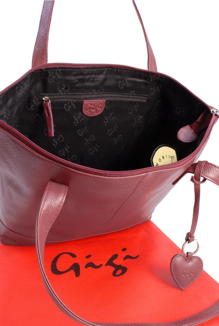Gigi - Damen Leder Schultertasche - Tote Bag Gross - Handtasche mit Herz Schlüsselring - OTHELLO 910