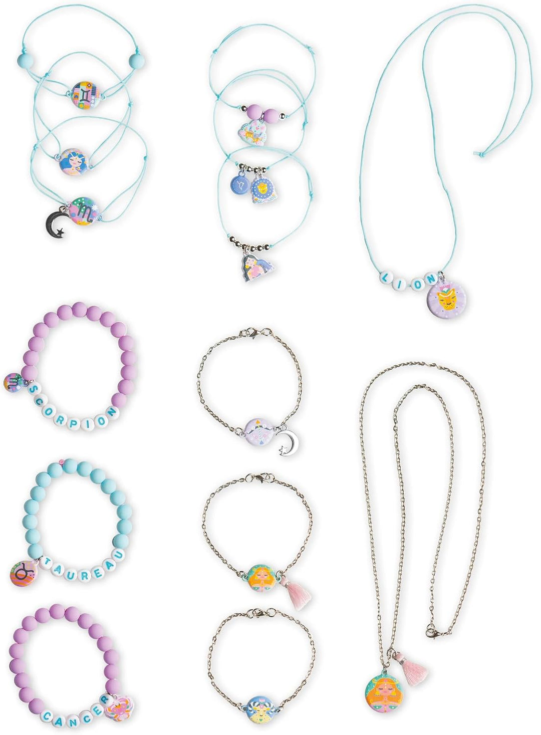 Janod - Bastelset 14 Astro-Schmuckstücke - Les Ateliers Bijoux - Kreatives Hobby Kinder - 12 Armbänd