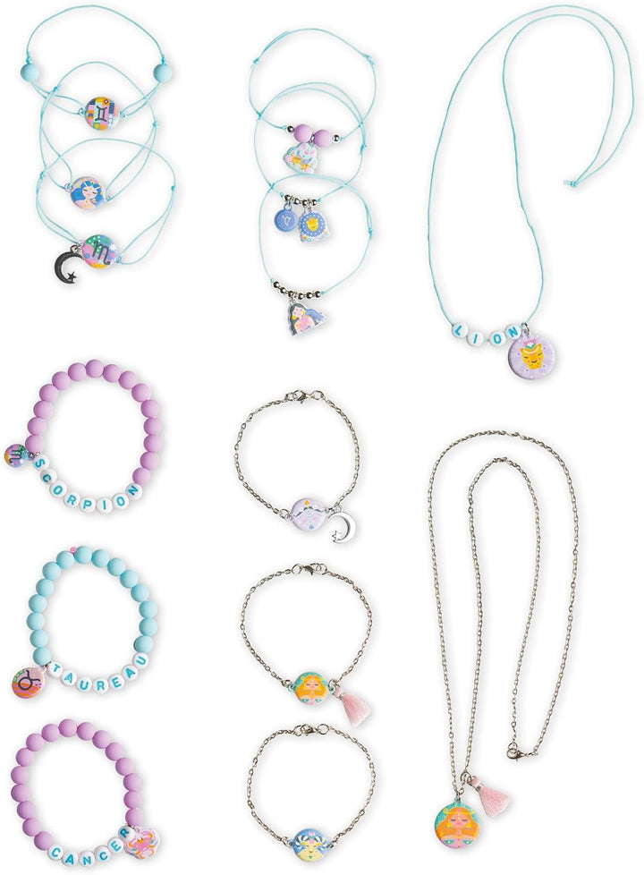 Janod - Bastelset 14 Astro-Schmuckstücke - Les Ateliers Bijoux - Kreatives Hobby Kinder - 12 Armbänd