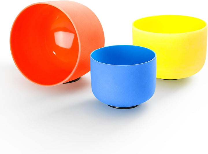 Hye-eun Kristall Klangschale 3er set,432Hz Farben Set Of 3 Pcs Quartz Crystal Singing Bowl Set 7-11