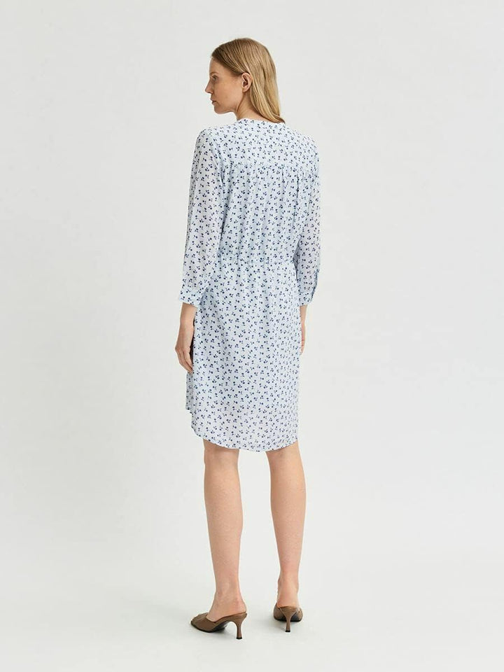 SELECTED FEMME Damen Kleid 42 Arctic Ice/Aop:flower Aop, 42 Arctic Ice/Aop:flower Aop
