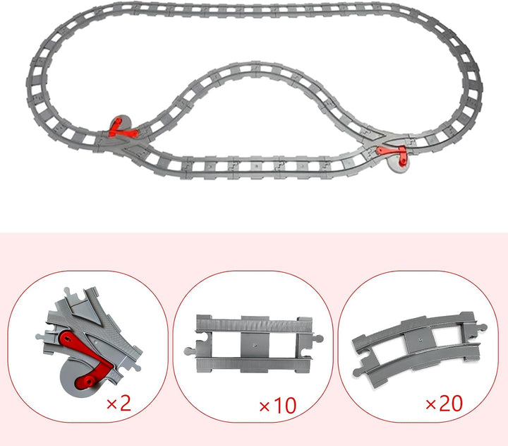 Bausteine Zug Schienen, City Eisenbahn Schienen Set, bestehend aus Gebogene Schienen, Gerades Gleis,