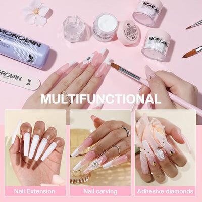 Morovan Acryl Nagelset Starterset Komplett - 3 Farben Acryl Pulver Nails mit 3 Acryl Pinsel für Näge
