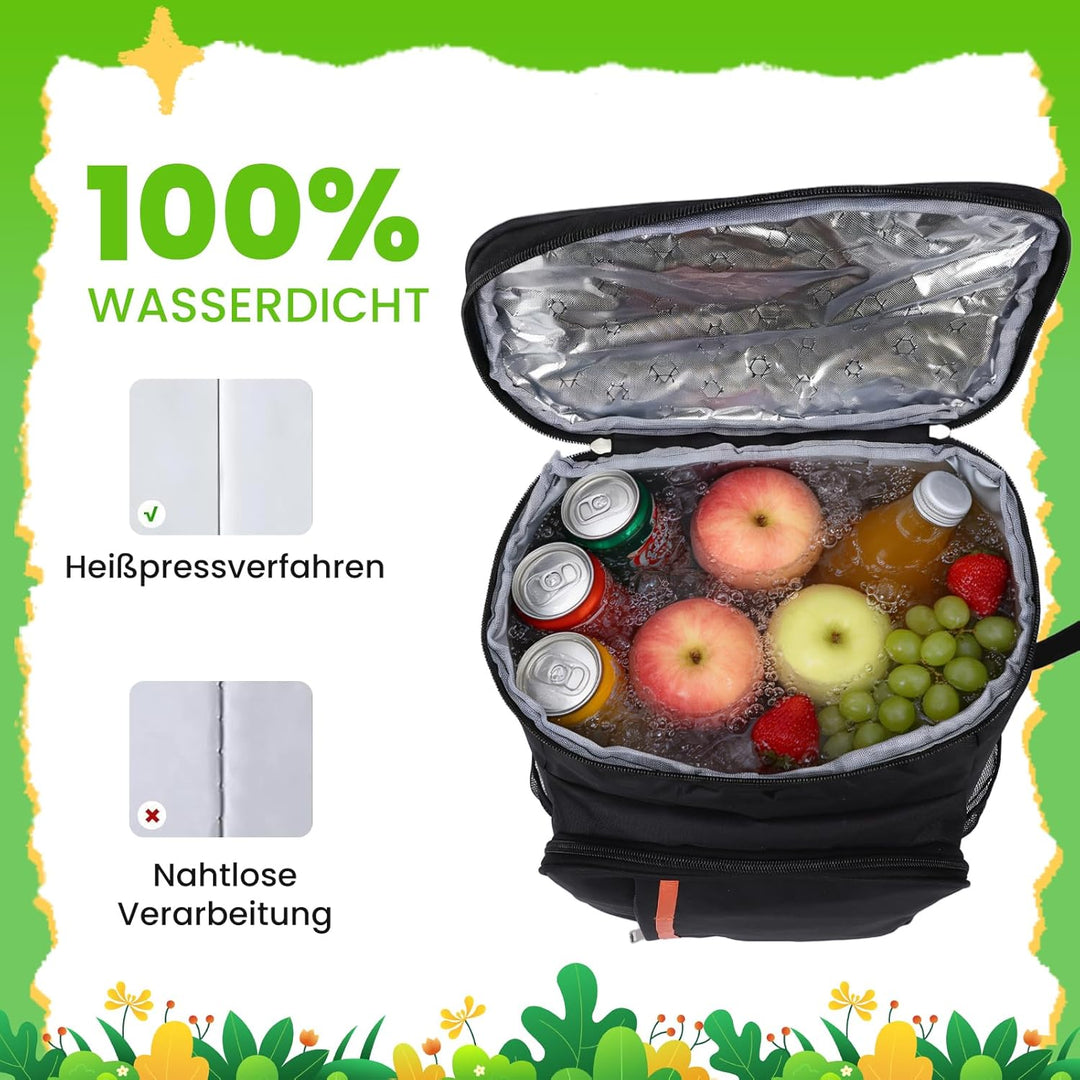 Kühlrucksack Thermo Rucksack Isolierte Kühltasche 23L Grosse Kapazität Wasserdicht Leicht Tragbar Ou