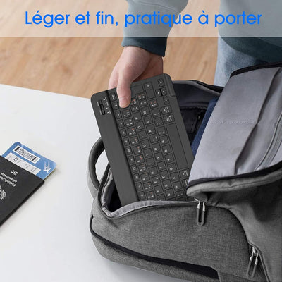 Fintie Ultra Dünn (4mm) Bluetooth Tastatur mit französischem Layout AZERTY für iPad/Samsung Galaxy T