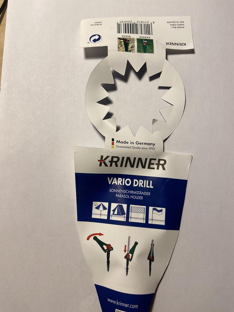 Krinner 2er Set Bodendübel Vario Drill (Wiese; Camping; Strand) Sonnenschirmständer