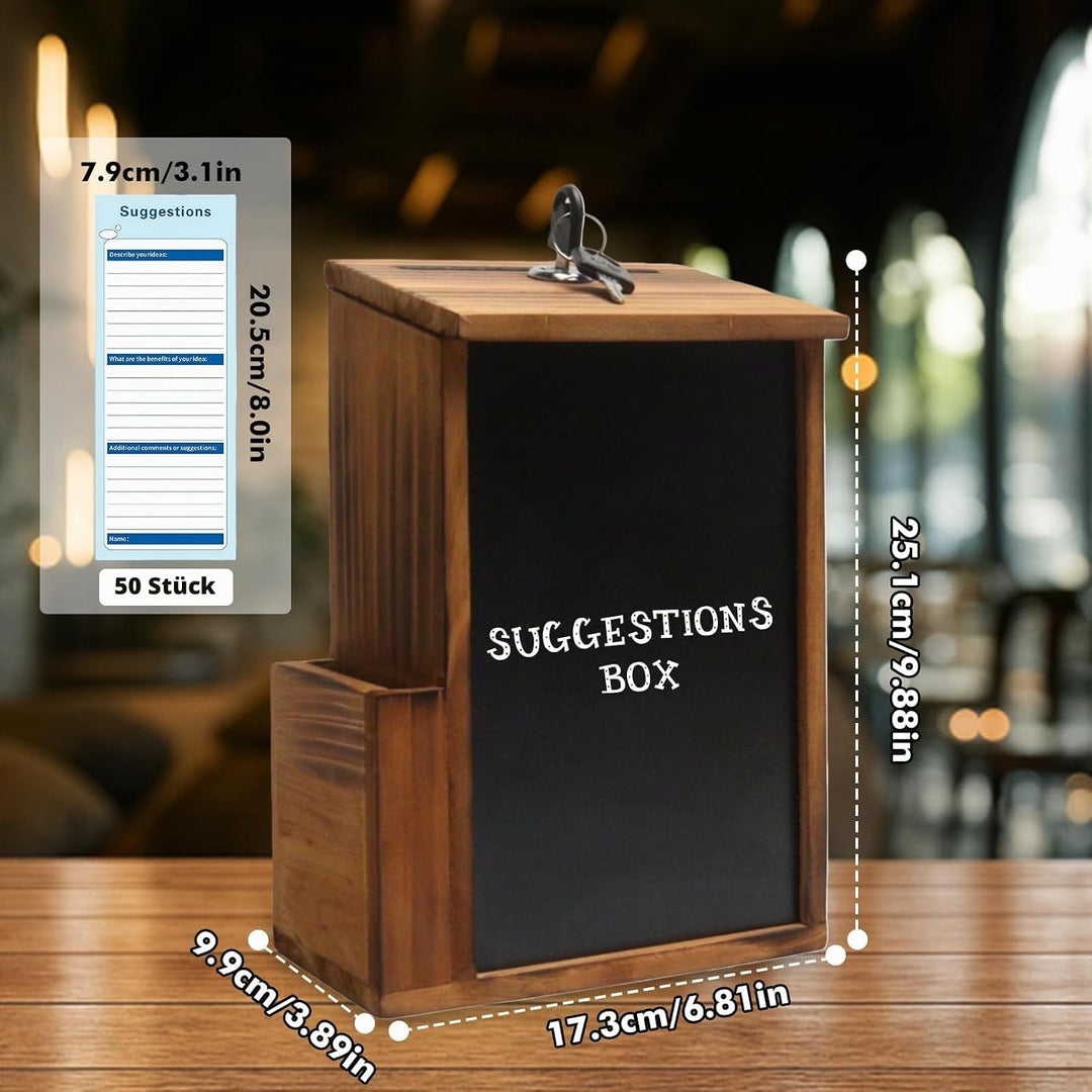 Vorschlagsbox Aus Kieferholz, Spendenbox Mit Schloss, Hölzerne Vorschlagsbox, Wooden Tip Briefkasten