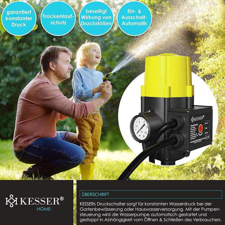 KESSER® Pumpensteuerung mit Baranzeige | mit Kabel | 10 bar Druckwächter Elektronische Pumpensteueru