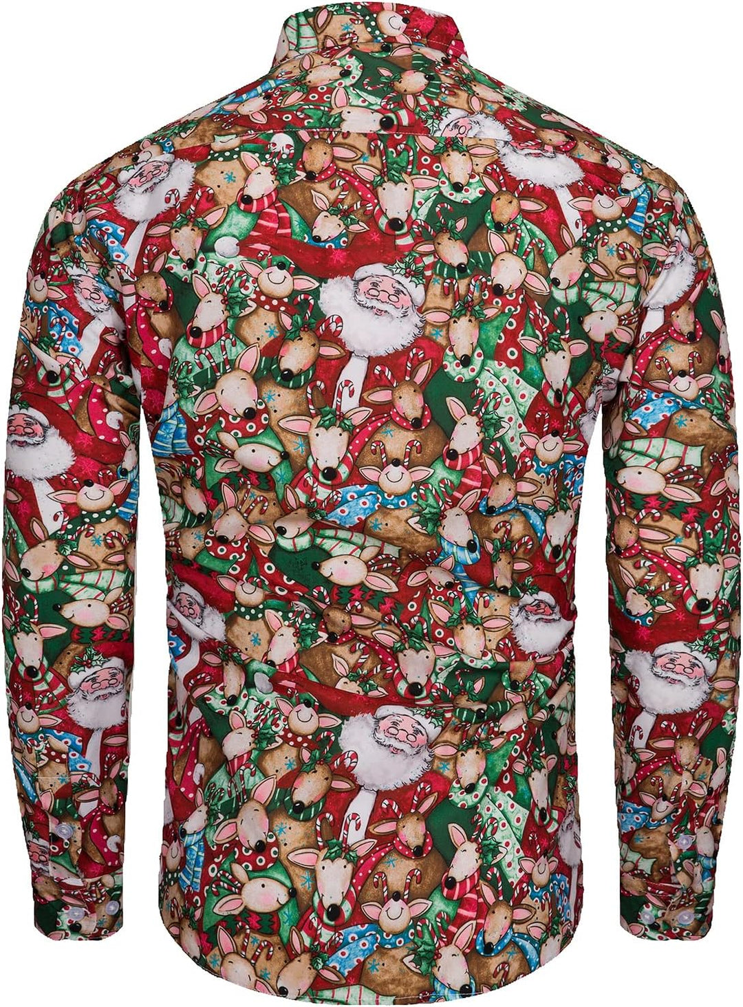 MOHEZ Herren Funky Christmas Print Weihnachtshemd Langarm Button Up Freizeithemd Rentier Santa Schne