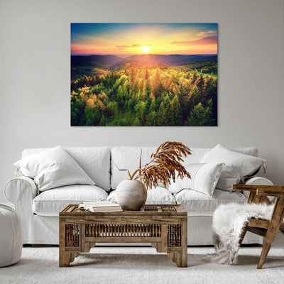 ARTTOR Bilder auf Leinwand 100x70cm Leinwandbild mit Rahmen Berge Natur Gross Wanddeko Bild Schlafzi