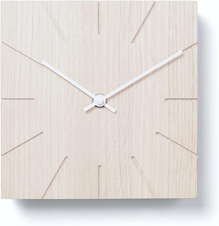 Natuhr Holzuhr Wanduhr Tischuhr Eiche Holz - Beam - geräuscharm Massivholz Design 17 x 17 cm (Eiche