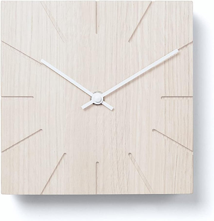 Natuhr Holzuhr Wanduhr Tischuhr Eiche Holz - Beam - geräuscharm Massivholz Design 17 x 17 cm (Eiche