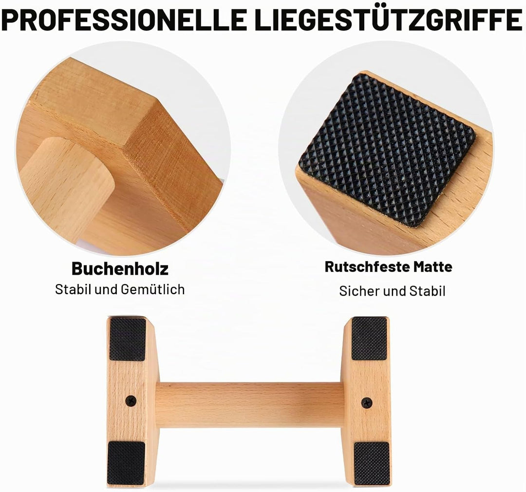 Wooden Push-Up Handles, Parallettes für Calisthenics, Rutschfeste Push-up bars Joint-Friendly Push-U