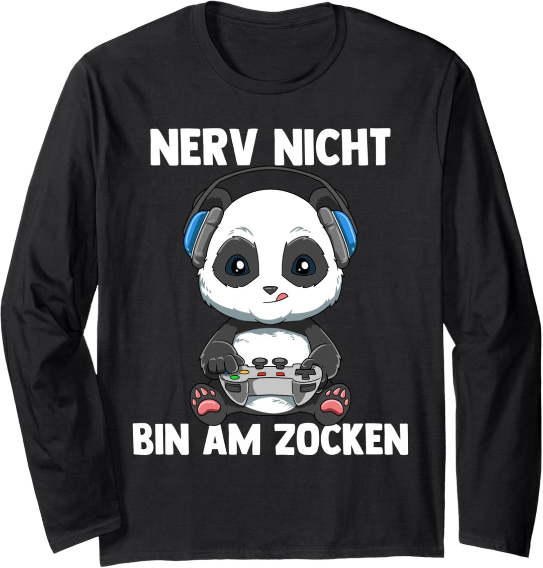 Bin am Zocken Gaming Panda Langarmshirt