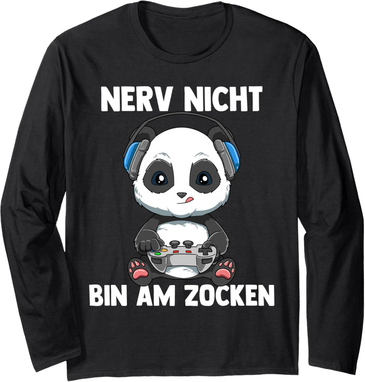 Bin am Zocken Gaming Panda Langarmshirt