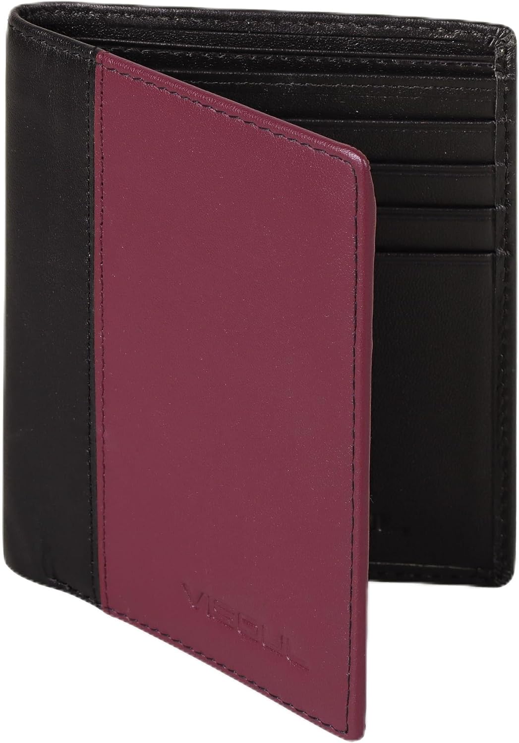 VISOUL Echt Leder Geldbörse Herren mit RFID Schutz Portemonnaie Gross mit Münzfach 10 Fächer Echtled