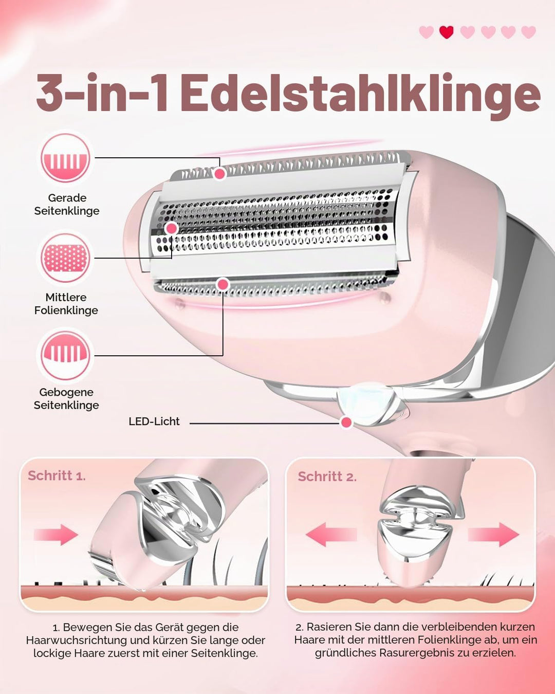 Elektrischer Rasierer für Frauen, Damenrasierer, Bikini-Trimmer, Körperhaarentfernung für Beine und