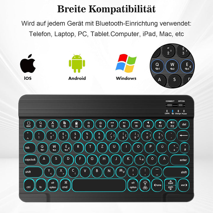 HUOBAO Bluetooth-Tastatur, kabellose Tastatur für iPad, iPhone, Android, Windows, Ultraschlanke wied
