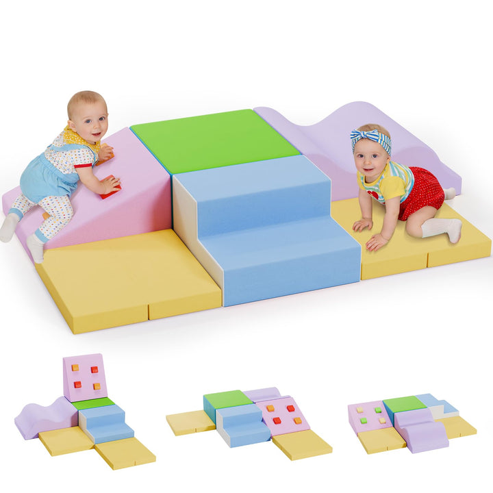 Schaumstoff Bausteine Kinder, Softbausteine mit Kletterfelsen zum Klettern & Krabbeln, Riesenbaustei