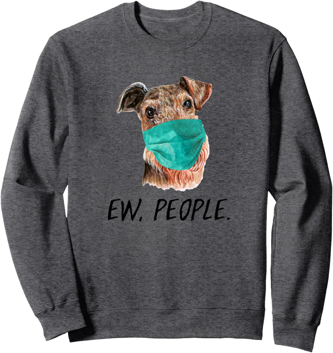 AIREDALE TERRIER mit Gesichtsmaske Mundschutz Hund EW PEOPLE Sweatshirt