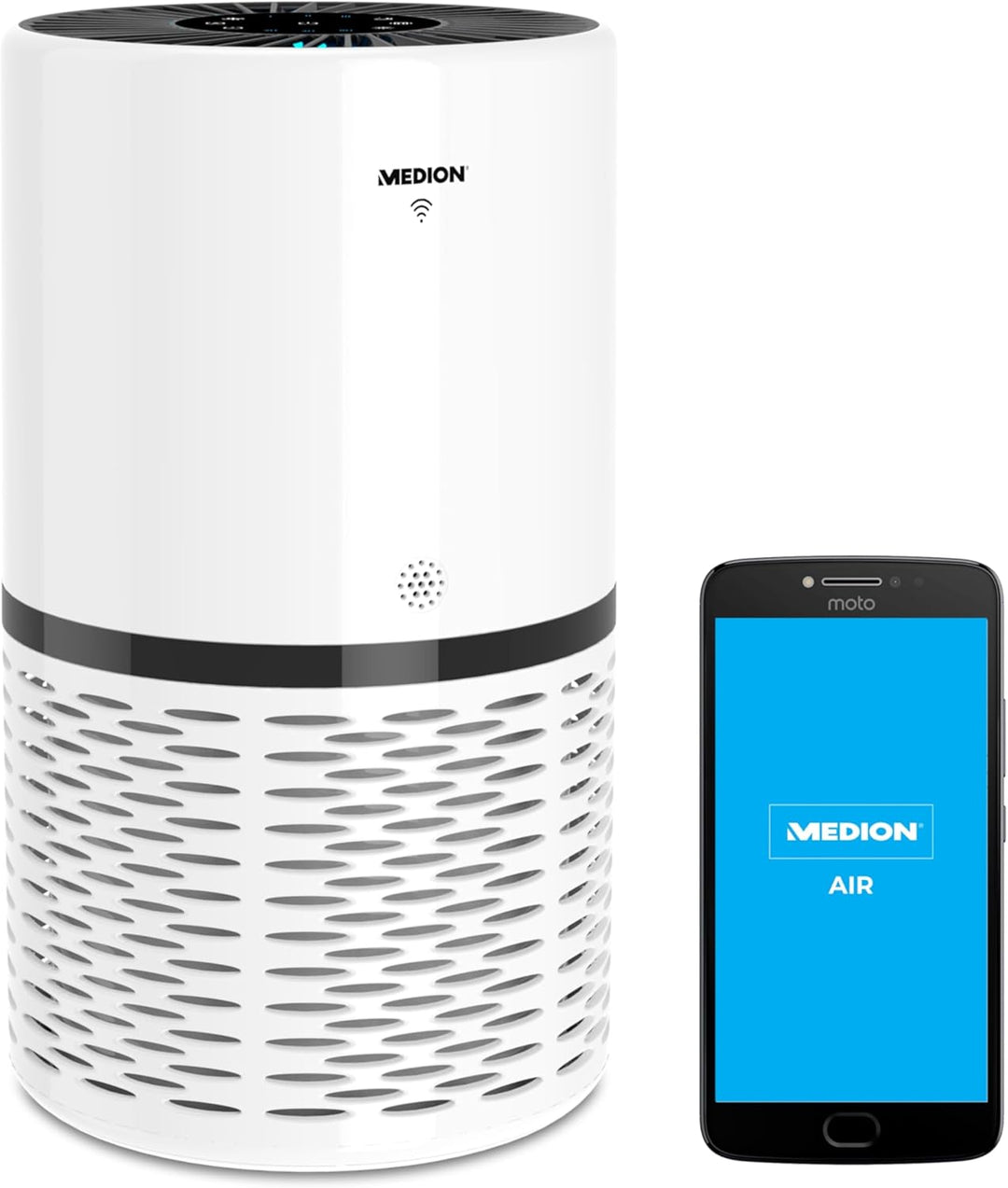 MEDION Luftreiniger mit App Steuerung (HEPA Filter, Smart, reduziert Aerosole Pollen Staub Tierhaare