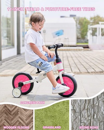 UBRAVOO Fit 'n Joy Kinderfahrrad Fahrräder, 4-in-1 Laufrad für Kinder mit Pedalen und Stützrädern, T