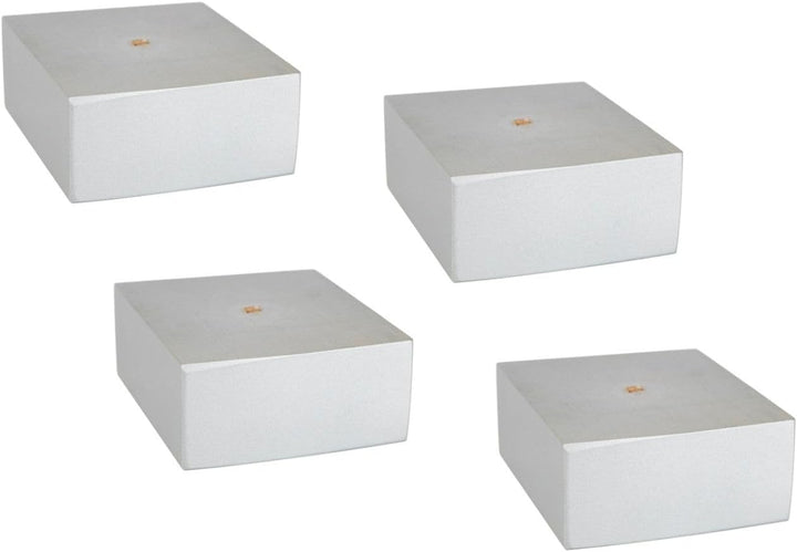 P17| 978 Set 4 Füsse + Schrauben | Satiniertes Silber | Höhe 6,5 cm - L. 16x14 cm | Beine für Sofas,