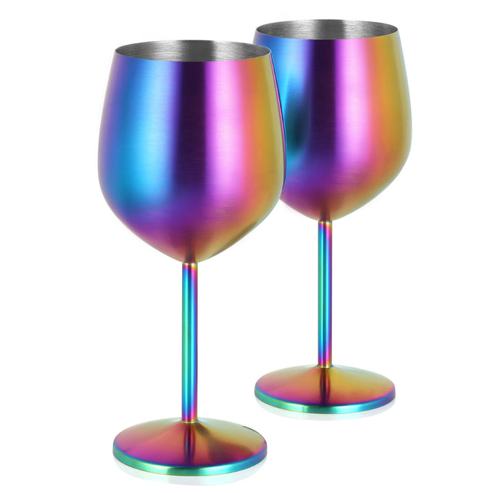 Livole Cocktailgläser aus Edelstahl, Rotweingläser mit Stiel, Unzerbrechlich Weingläser, 18Oz 550ml