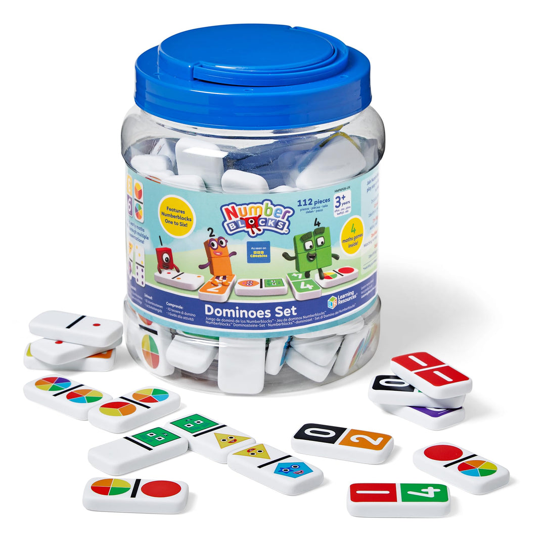 Learning Resources Numberblocks Wiederverwendbare Dominosteine, 112 Dominosteine mit Aufbewahrungsbo