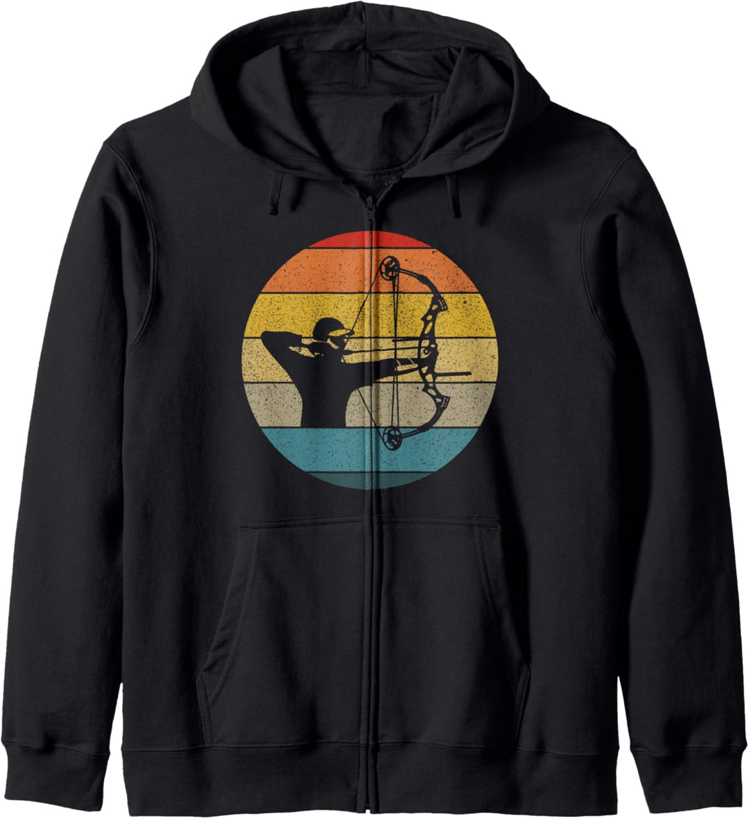 Retro Bogenschiessen Mann Sonnenuntergang Bogen Jagd Geschenk Kapuzenjacke
