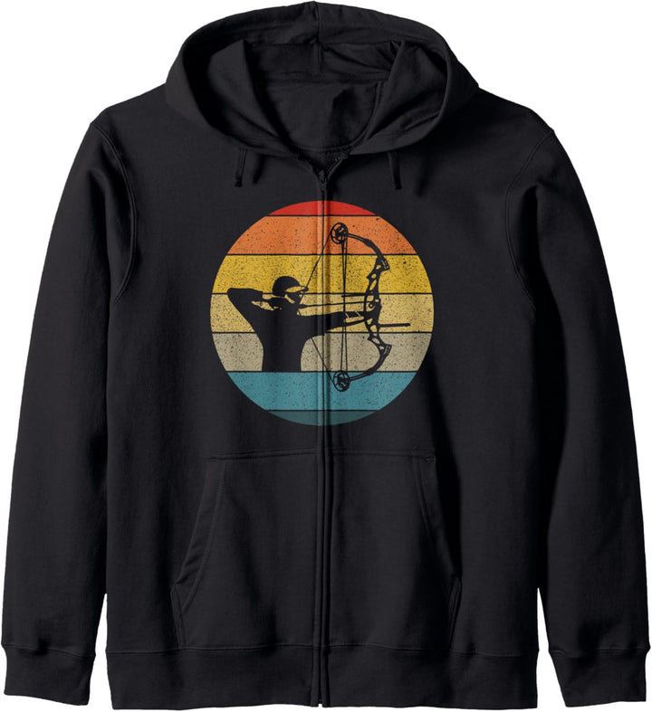 Retro Bogenschiessen Mann Sonnenuntergang Bogen Jagd Geschenk Kapuzenjacke