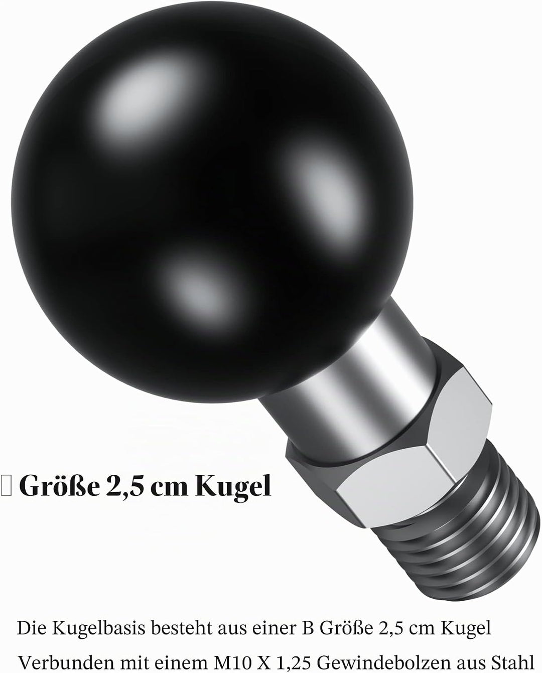 BRCOVAN 2St, 1 Zoll Kugel Adapter mit M10 x 1,25 Gewindepfosten Kompatibel mit RAM Mounts B Grösse 1