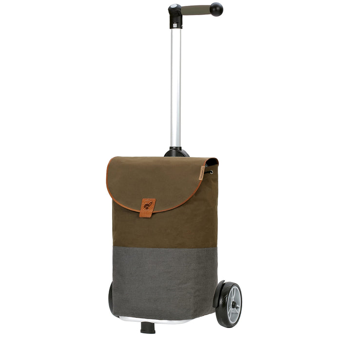 Andersen Shopper Unus Alu höhenverstellbar mit Kugellagerrad Ø 17 cm und 36 Liter Tasche Priya Khaki