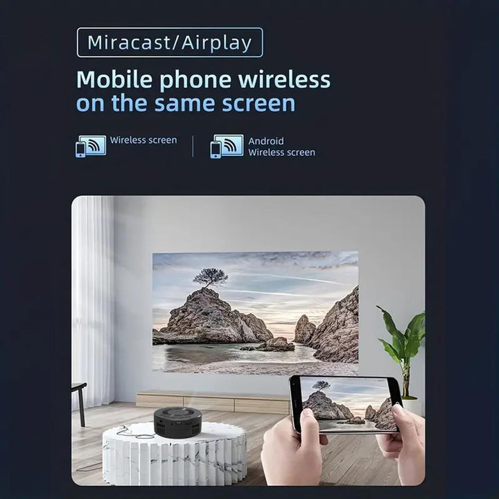Miniprojektor, 1080P Beamer mit gleicher Bildschirmfunktion, Projektor Tragbarer Optische Linse zum