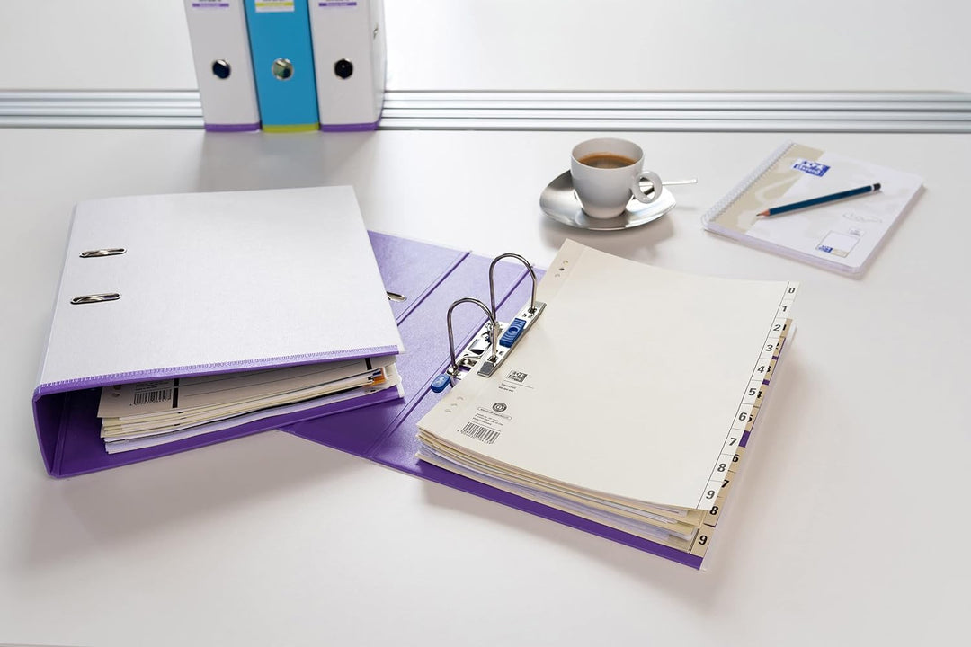 Oxford Ordner A4, myColour, 8 cm breit, zweifarbig in weiss und violett, 10 Stück 10 Stück weiss/vio