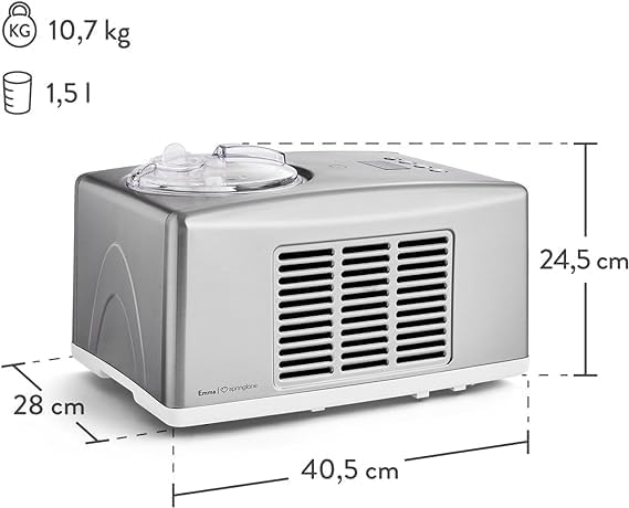 SPRINGLANE Eismaschine Emma 1,5 L mit selbstkühlendem Kompressor 150 W, aus Edelstahl mit entnehmbar
