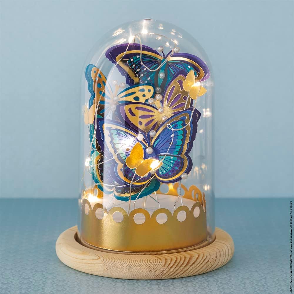 Janod - Leuchtende Glocke mit Blau-Goldenen Schmetterlingen zum Basteln - Les Ateliers Déco - Kreati