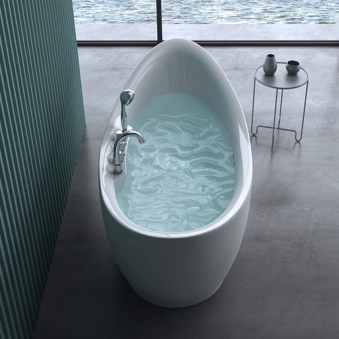 doporro Freistehende Design-Badewanne 180x80x80cm Acryl mit Armatur | Badewanne komplett mit Ablaufg
