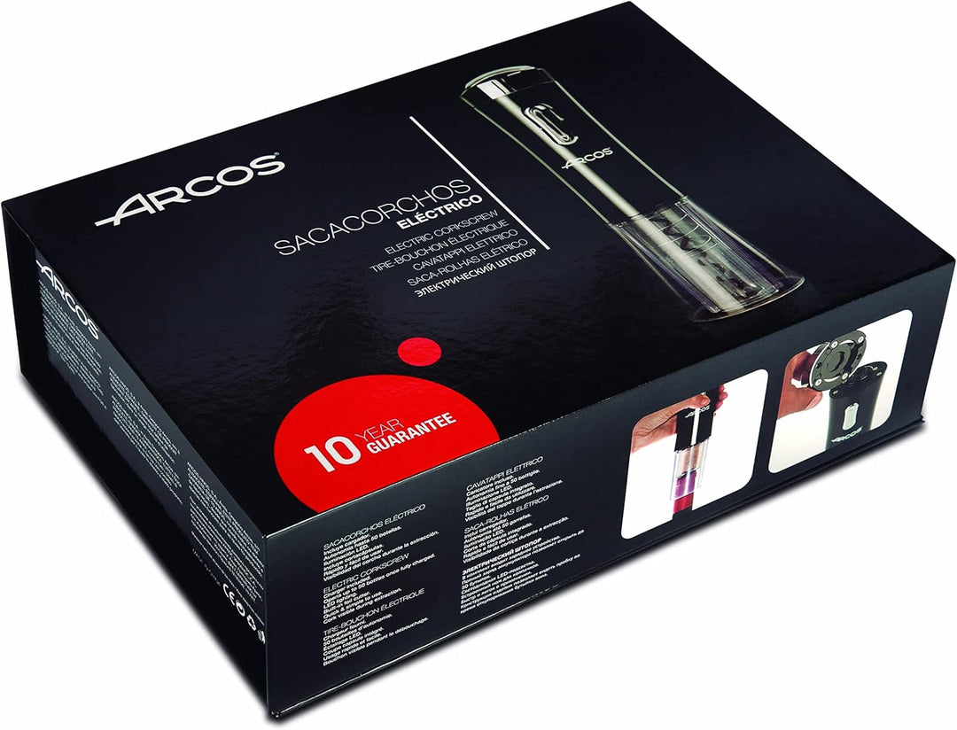 ARCOS Elektrischer Korkenzieher aus ABS mit eingebauter aufladbarer Batterie. Moderner und eleganter