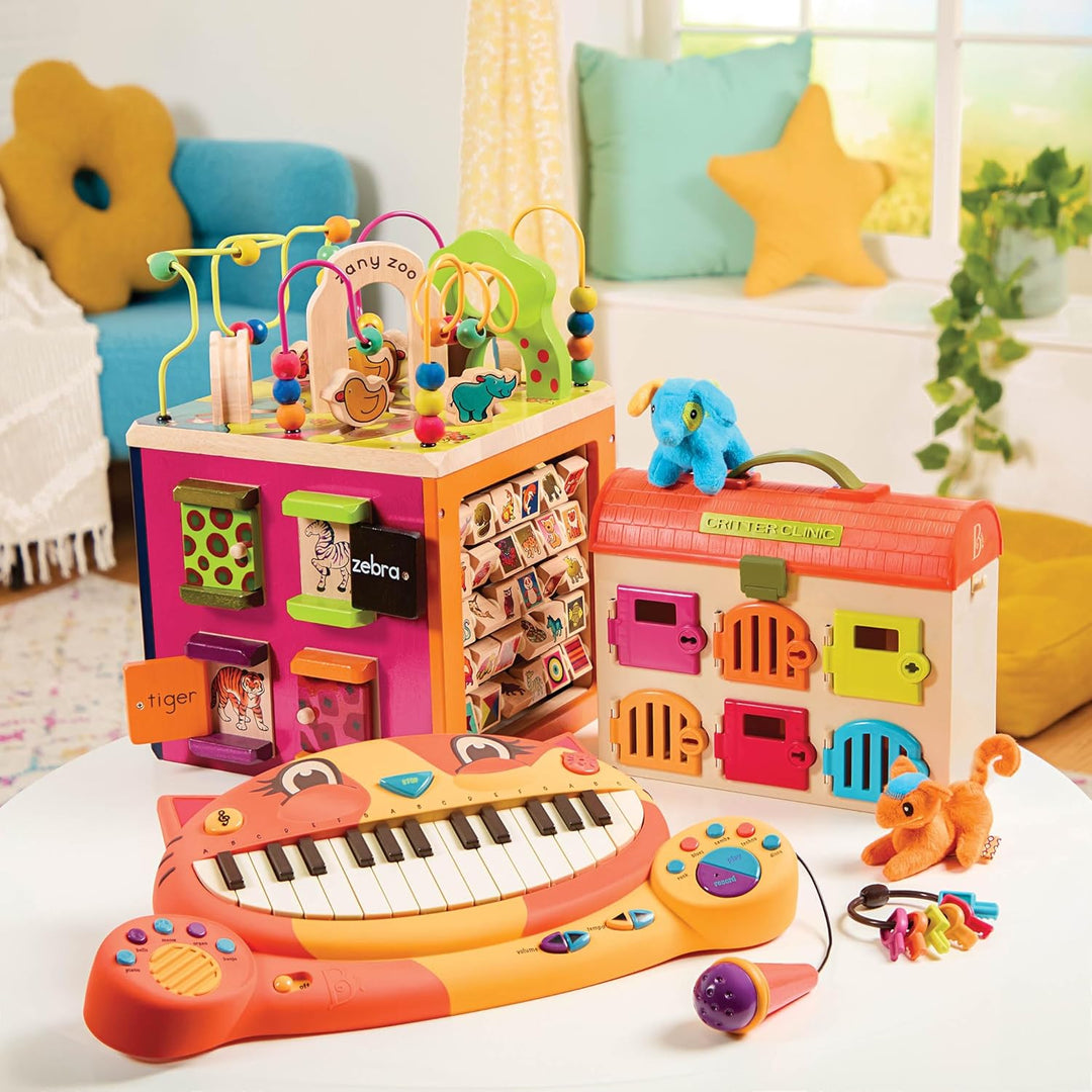 B. toys Meowsic Katzen Keyboard – Spielzeug Piano mit Mikrofon und Musik – Kinder Klavier Spielzeug