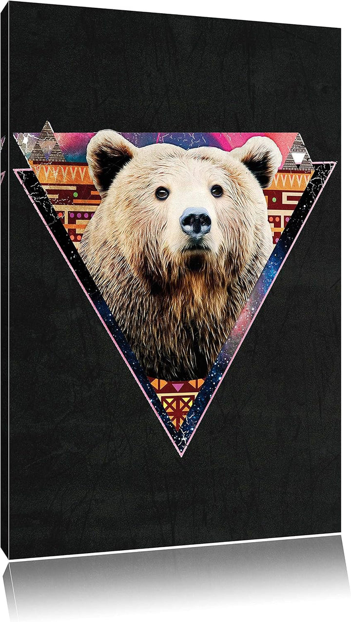 Dark Hip-Bear black Leinwandbild Bild auf Leinwand, XXL riesige Bilder fertig gerahmt mit Keilrahmen