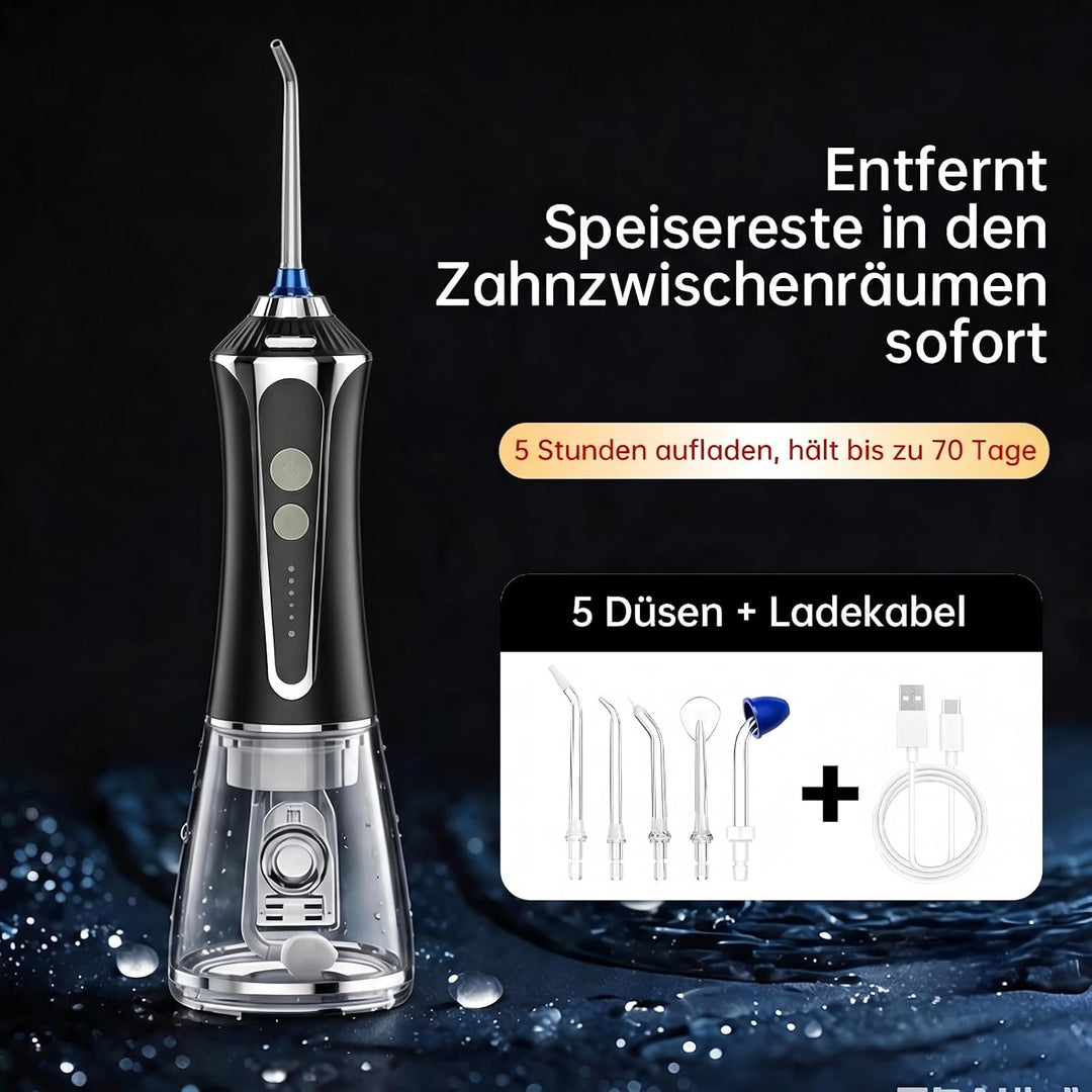 Elektrische Mundspülung Drahtlos Mit Tank 300ml Und 5 Spitzen 2500mAh IPX7 Wasserdicht Zahnspüler, E