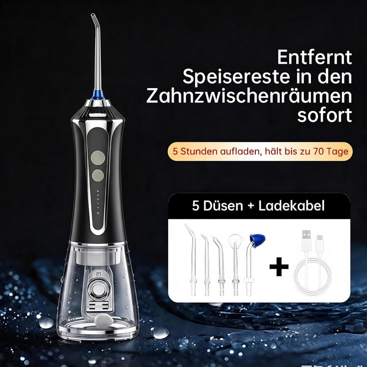 Elektrische Mundspülung Drahtlos Mit Tank 300ml Und 5 Spitzen 2500mAh IPX7 Wasserdicht Zahnspüler, E