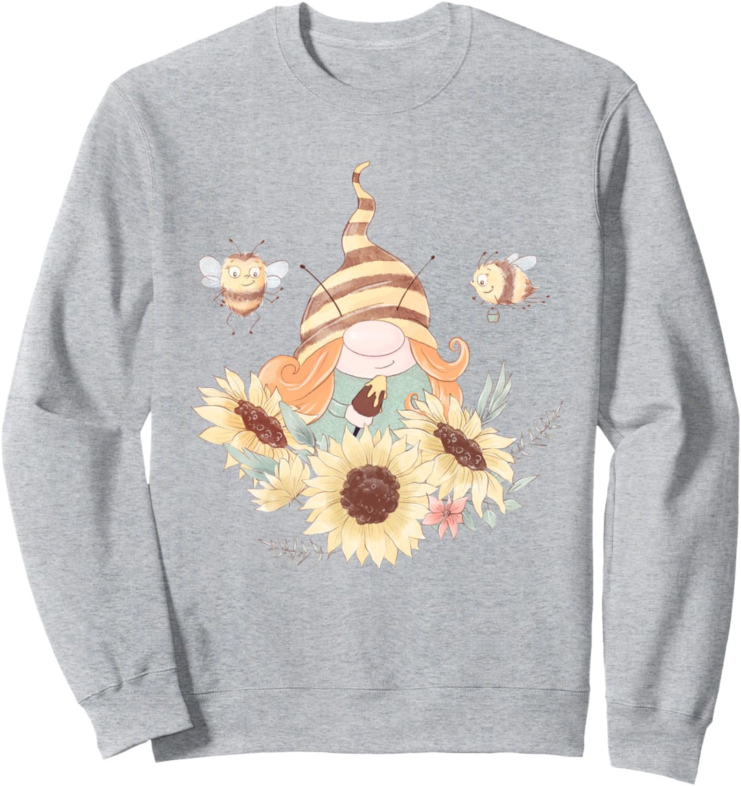 Mädchenzwerg und Bienen malen Sonnenblumen - süsses Sweatshirt