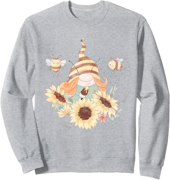 Mädchenzwerg und Bienen malen Sonnenblumen - süsses Sweatshirt