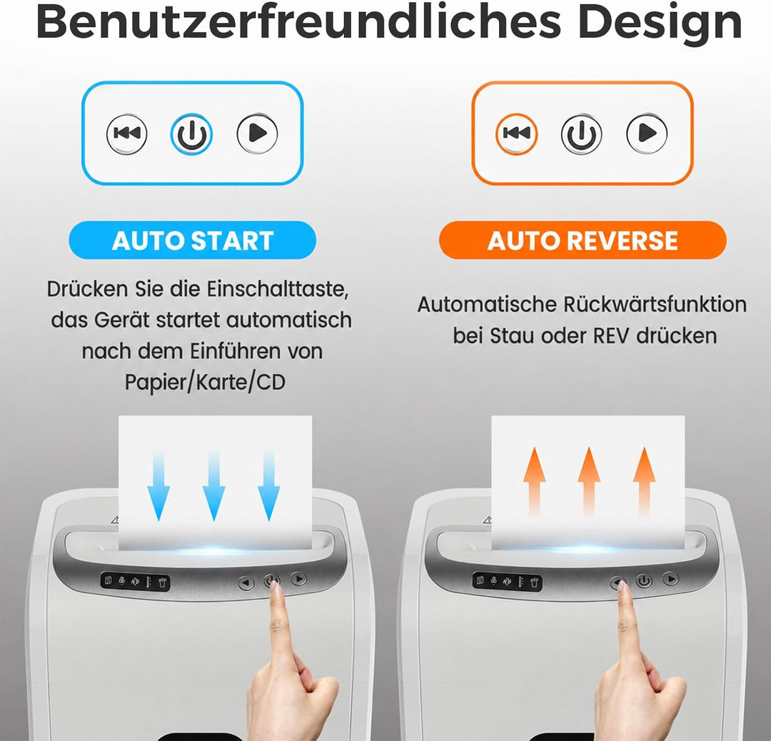 Partikelschnitt Aktenvernichter- Sicherheitsstufe P5 Für Sensible Dokumente, 9 Blatt (80 g/m²), TÜV+