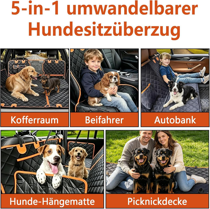 Hundedecke Auto Rückbank mit Sichtfenster &amp; abnehmbarem Teil | Wasserdicht &amp; kratzfest, mit Sicherhe