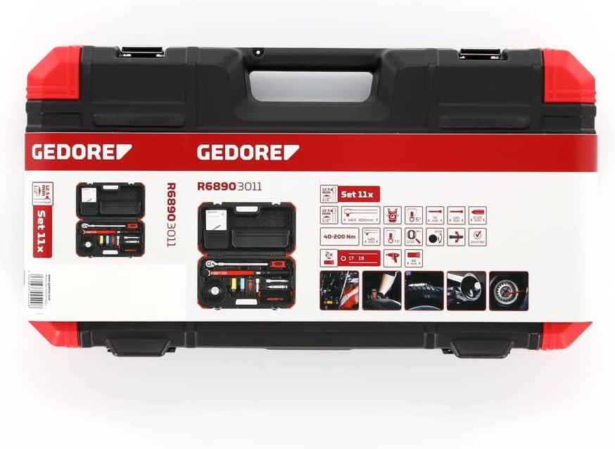 GEDORE red Rad-Montage-Set, Set 11-teilig, gefüllt, Werkzeug für KFZ-Handwerker, im Kunststoffkoffer